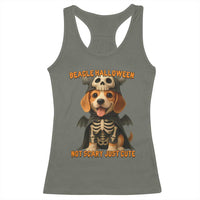 Beagle Halloween Skeleton Racerback Tank Top Not Scary Just Cute Dog Lover - Wonder Print Shop