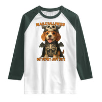 Beagle Halloween Skeleton Raglan Shirt Not Scary Just Cute Dog Lover - Wonder Print Shop