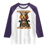 Beagle Halloween Skeleton Raglan Shirt Not Scary Just Cute Dog Lover - Wonder Print Shop