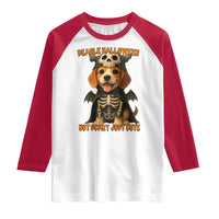 Beagle Halloween Skeleton Raglan Shirt Not Scary Just Cute Dog Lover - Wonder Print Shop