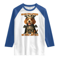 Beagle Halloween Skeleton Raglan Shirt Not Scary Just Cute Dog Lover - Wonder Print Shop