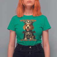 Beagle Halloween Skeleton T Shirt For Women Not Scary Just Cute Dog Lover - Wonder Print Shop