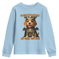 Beagle Halloween Skeleton Youth Sweatshirt Not Scary Just Cute Dog Lover - Wonder Print Shop