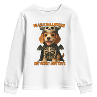 Beagle Halloween Skeleton Youth Sweatshirt Not Scary Just Cute Dog Lover - Wonder Print Shop