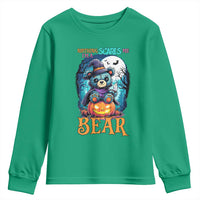 Halloween Killer Witch Teddy Bear Youth Sweatshirt Nothing Scares Me - Wonder Print Shop