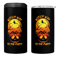 Halloween Witch Way To The Party 4 in 1 Can Cooler Tumbler Black Cat Pumpkin