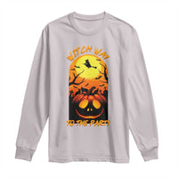 Halloween Witch Way To The Party Long Sleeve Shirt Black Cat Pumpkin - Wonder Print Shop