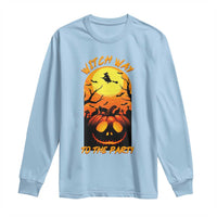 Halloween Witch Way To The Party Long Sleeve Shirt Black Cat Pumpkin - Wonder Print Shop