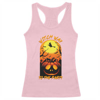 Halloween Witch Way To The Party Racerback Tank Top Black Cat Pumpkin - Wonder Print Shop