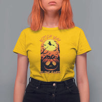 Halloween Witch Way To The Party T Shirt For Women Black Cat Pumpkin - Wonder Print Shop