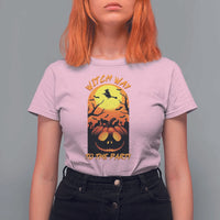 Halloween Witch Way To The Party T Shirt For Women Black Cat Pumpkin - Wonder Print Shop