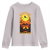 Halloween Witch Way To The Party Youth Sweatshirt Black Cat Pumpkin - Wonder Print Shop