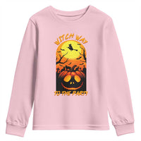 Halloween Witch Way To The Party Youth Sweatshirt Black Cat Pumpkin - Wonder Print Shop