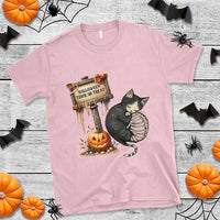 Halloween Trick Or Treat Black Cat Skeleton T Shirt - Wonder Print Shop