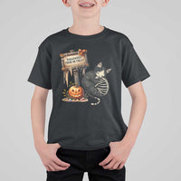 Halloween Trick Or Treat Black Cat Skeleton T Shirt For Kid - Wonder Print Shop