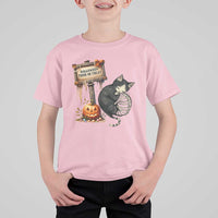 Halloween Trick Or Treat Black Cat Skeleton T Shirt For Kid - Wonder Print Shop