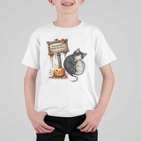 Halloween Trick Or Treat Black Cat Skeleton T Shirt For Kid - Wonder Print Shop