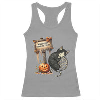 Halloween Trick Or Treat Black Cat Skeleton Racerback Tank Top - Wonder Print Shop