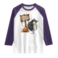 Halloween Trick Or Treat Black Cat Skeleton Halloween Raglan Shirt - Wonder Print Shop