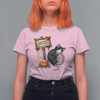 Halloween Trick Or Treat Black Cat Skeleton T Shirt For Women - Wonder Print Shop