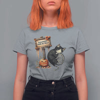 Halloween Trick Or Treat Black Cat Skeleton T Shirt For Women - Wonder Print Shop