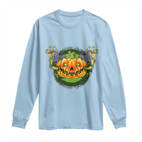 Funny Halloween Pumpkin Ghoul Long Sleeve Shirt Scary Zombie Hands - Wonder Print Shop