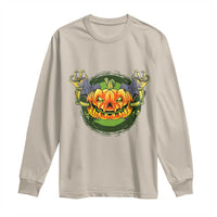 Funny Halloween Pumpkin Ghoul Long Sleeve Shirt Scary Zombie Hands - Wonder Print Shop