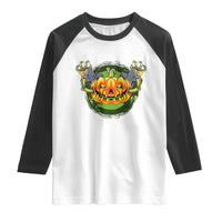 Funny Halloween Pumpkin Ghoul Raglan Shirt Scary Zombie Hands - Wonder Print Shop