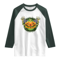 Funny Halloween Pumpkin Ghoul Raglan Shirt Scary Zombie Hands - Wonder Print Shop