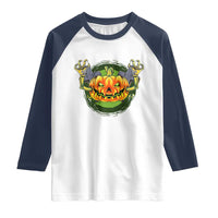 Funny Halloween Pumpkin Ghoul Raglan Shirt Scary Zombie Hands - Wonder Print Shop
