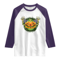 Funny Halloween Pumpkin Ghoul Raglan Shirt Scary Zombie Hands - Wonder Print Shop