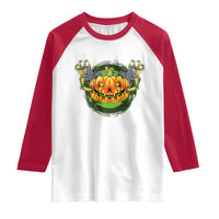 Funny Halloween Pumpkin Ghoul Raglan Shirt Scary Zombie Hands - Wonder Print Shop