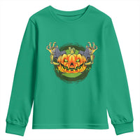Funny Halloween Pumpkin Ghoul Youth Sweatshirt Scary Zombie Hands - Wonder Print Shop
