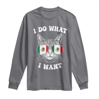 Mexican Cat Long Sleeve Shirt I Do What I Want Mexico Flag Sunglasses Funny - Wonder Print Shop
