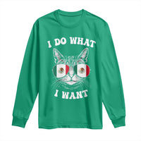 Mexican Cat Long Sleeve Shirt I Do What I Want Mexico Flag Sunglasses Funny - Wonder Print Shop