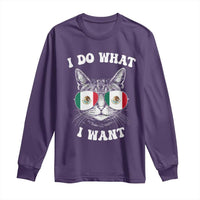 Mexican Cat Long Sleeve Shirt I Do What I Want Mexico Flag Sunglasses Funny - Wonder Print Shop