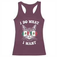 Mexican Cat Racerback Tank Top I Do What I Want Mexico Flag Sunglasses Funny - Wonder Print Shop
