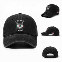 Mexican Cat Washed Cotton Baseball Cap I Do What I Want Mexico Flag Sunglasses Funny