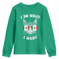 Mexican Cat Youth Sweatshirt I Do What I Want Mexico Flag Sunglasses Funny - Wonder Print Shop