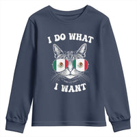 Mexican Cat Youth Sweatshirt I Do What I Want Mexico Flag Sunglasses Funny - Wonder Print Shop
