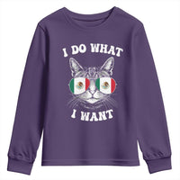 Mexican Cat Youth Sweatshirt I Do What I Want Mexico Flag Sunglasses Funny - Wonder Print Shop