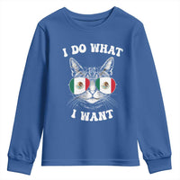 Mexican Cat Youth Sweatshirt I Do What I Want Mexico Flag Sunglasses Funny - Wonder Print Shop