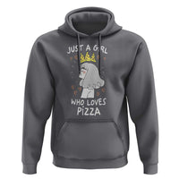 Just A Girl Who Loves Pizza Hoodie Cute Queen Pizza Crown - Wonder Print Shop