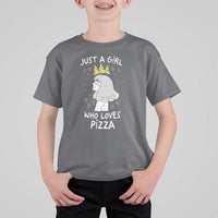 Just A Girl Who Loves Pizza T Shirt For Kid Cute Queen Pizza Crown - Wonder Print Shop