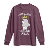Just A Girl Who Loves Pizza Long Sleeve Shirt Cute Queen Pizza Crown - Wonder Print Shop