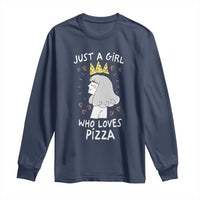 Just A Girl Who Loves Pizza Long Sleeve Shirt Cute Queen Pizza Crown - Wonder Print Shop