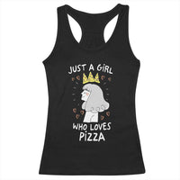 Just A Girl Who Loves Pizza Racerback Tank Top Cute Queen Pizza Crown - Wonder Print Shop