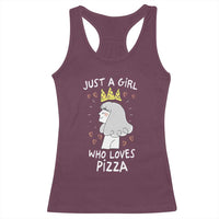 Just A Girl Who Loves Pizza Racerback Tank Top Cute Queen Pizza Crown - Wonder Print Shop