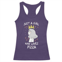 Just A Girl Who Loves Pizza Racerback Tank Top Cute Queen Pizza Crown - Wonder Print Shop