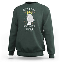 Just A Girl Who Loves Pizza Sweatshirt Cute Queen Pizza Crown - Wonder Print Shop